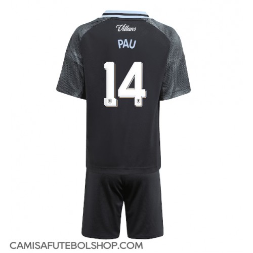 Camisa de time de futebol Aston Villa Pau Torres #14 Replicas 2º Equipamento Infantil 2025-26 Manga Curta (+ Calças curtas)